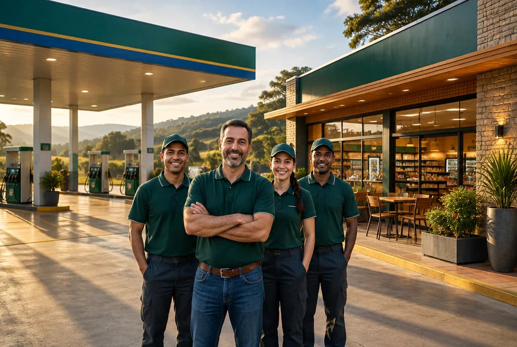 Equipe e estrutura de um posto independente com identidade local própria